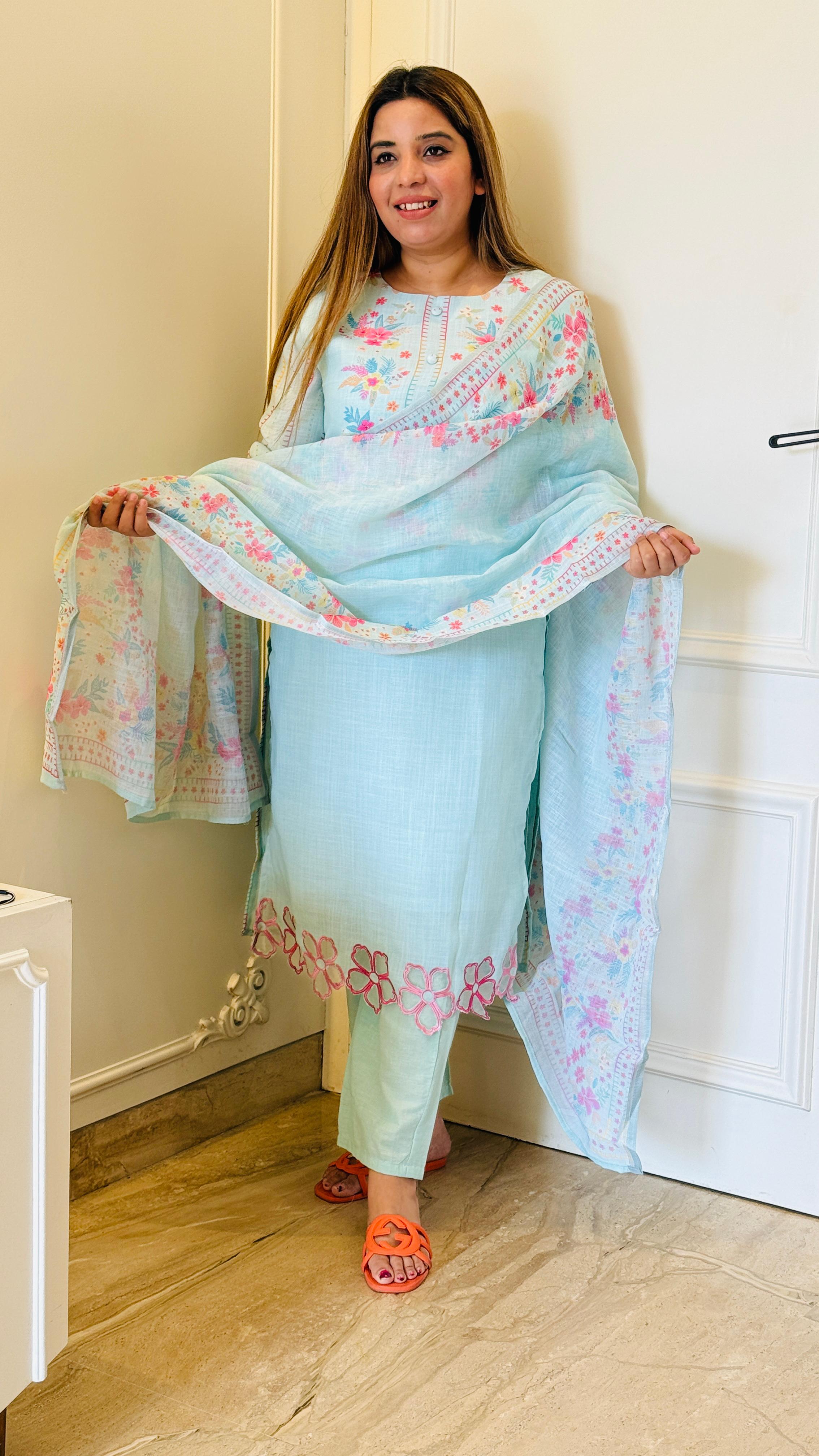 Blue, Pink Elegant Suit